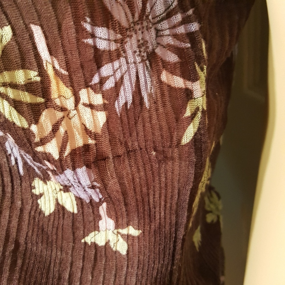 Free People Gauzy Brown Floral Short Sleeve Top - Picture 4 of 8